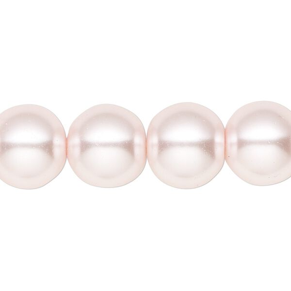 Bead, crystal pearl, light pink, 14mm round. Sold per 15-1/2" to 16" strand, approximately 25 beads. image number 0
