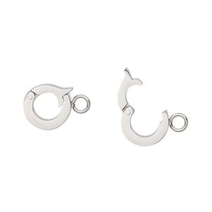 Bail, stainless steel, 10mm round with snap lock and loop, 5mm grip length. Sold individually.