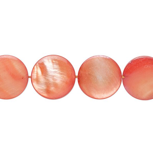 Mother-of-pearl 1pkg1, flat round bead, 15 inch flamingo pink 12-13mm image number 0