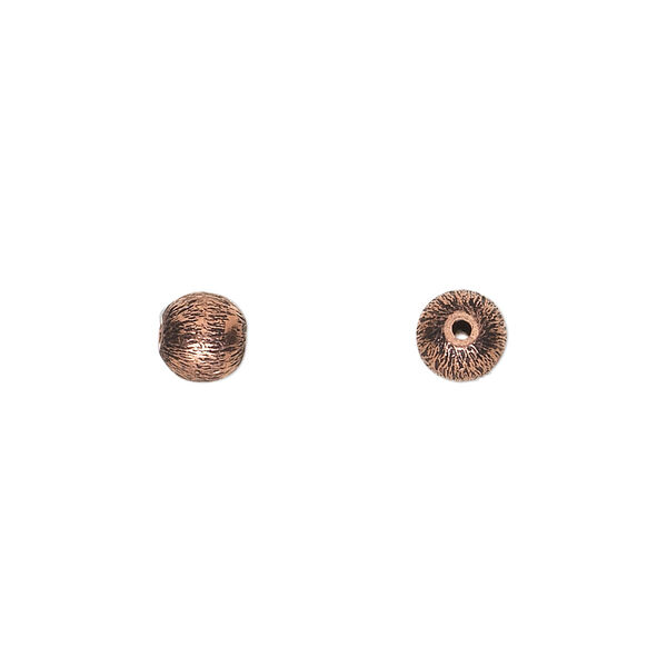 Bead, antiqued copper, 6mm brushed round. Sold per pkg of 30. image number 0
