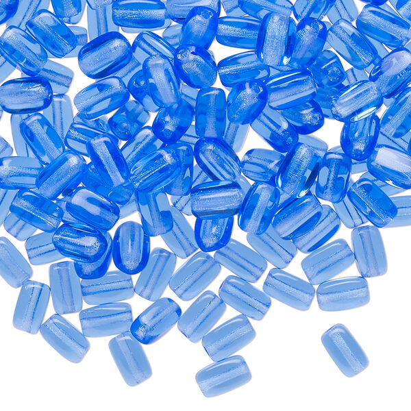 Bead, Czech pressed glass, translucent cobalt blue, 6x3mm square tube. Sold per 1-ounce pkg, approximately 255 beads. image number 0