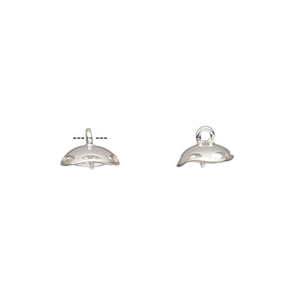 Cup, sterling silver, 8.5x5.5mm round with 2mm peg, fits 7-9mm half-drilled bead. Sold per pkg of 2. image number 0