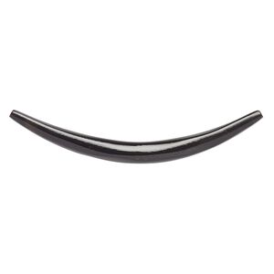 Component, horn (dyed), black, 5-7mm wide, 2-1/2 x 1/2 inch to 2-3/4 x 3/4 inch undrilled curve with tapered 3.5-4.5mm ends. Sold individually.