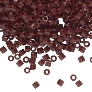 Seed bead, Delica®, glass, pkg/50g, #8 round, opaque dark brown (DBL-0734).