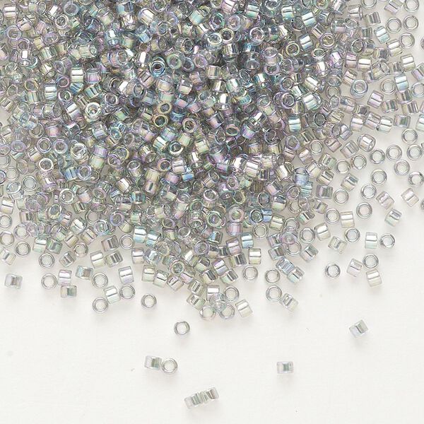 Seed bead, Delica®, glass, pkg/7.5g, #11 round, translucent rainbow gold luster grey (DB-0107). image number 0