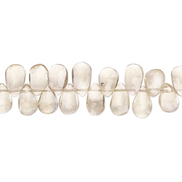 Champagne quartz 1pkg1, hand-cut top-drilled faceted puffed teardrop bead 8 inch graduated 6x4mm-9x7mm image number 0