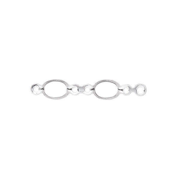 Link, sterling silver, 6x4mm oval fold-over bezel setting. Sold per pkg of 6. image number 0