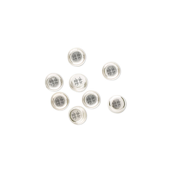 Bezel cup, unpolished sterling silver, 5mm round with 1.4mm cup depth, fits 4mm round cabochon. Sold per pkg of 10. image number 0