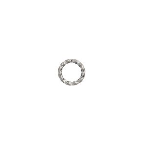 Jump ring, antique silver-plated brass, 8mm twisted round, 5.8mm inside diameter, 16 gauge. Sold per pkg of 100.
