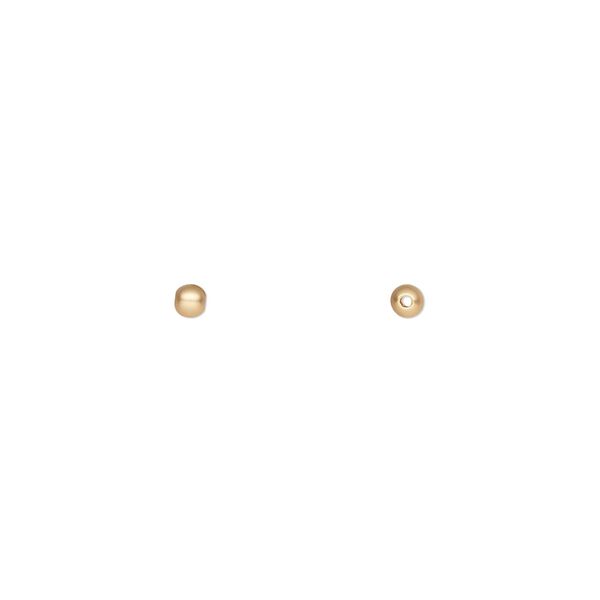 Bead, gold-plated brass with satin finish, 2.5mm round. Sold per pkg of 10. image number 0