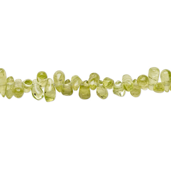 Peridot 1pkg1, hand-cut top-drilled teardrop bead natural C+ grade, 8 inch 5x3mm-8x3mm image number 0