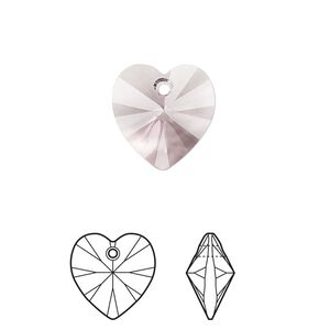 Drop 144pk light amethyst, Swarovski® 14mm pendant heart 6228
