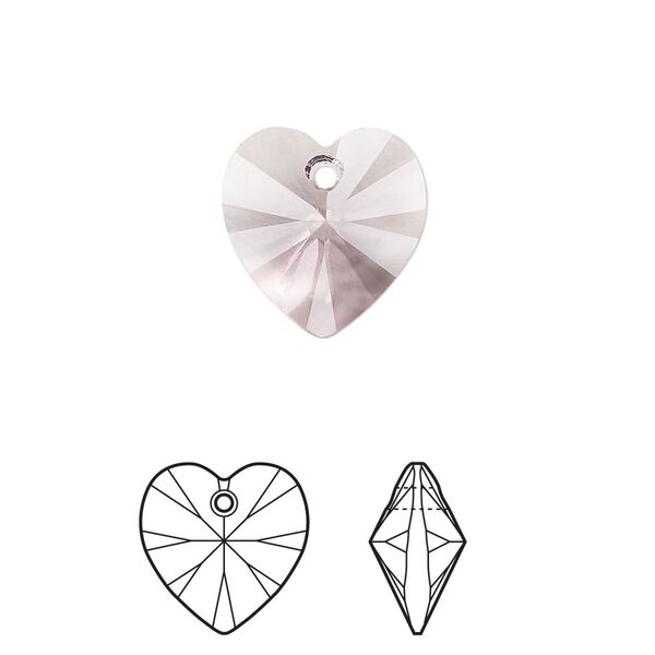 Drop 144pk light amethyst, Swarovski® 14mm pendant heart 6228 image number 0