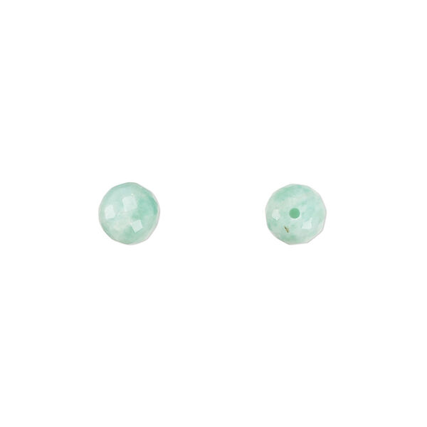 Bead, amazonite (natural), 6mm hand-cut half-drilled faceted round, B grade, Mohs hardness 6 to 6-1/2. Sold per pkg of 2. image number 0