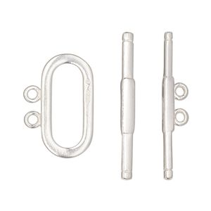 Clasp toggle 1pkg1 sterling silver, 22x11mm oval, JBB Findings 2-strand