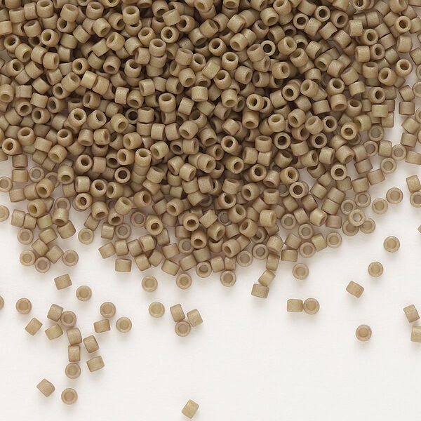 Seed bead, Delica®, glass, pkg/50g, #11 round, opaque matte glazed luster green tea (DB-0390). image number 0