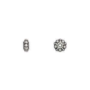 Bead, antique silver-plated "pewter" (zinc-based alloy), 6x3mm double-sided rondelle. Sold per pkg of 100.