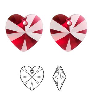 Drop 72pk scarlet, Swarovski® 18mm pendant heart 6228