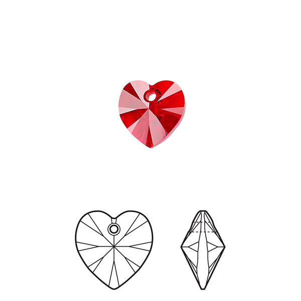 Drop 4pk light Siam, Crystal Passions® 10mm pendant heart 6228 image number 0