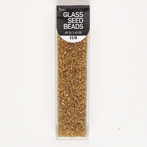 Glass 1pkg1, #11 round seed bead silver-lined gold 40 gram image number 0