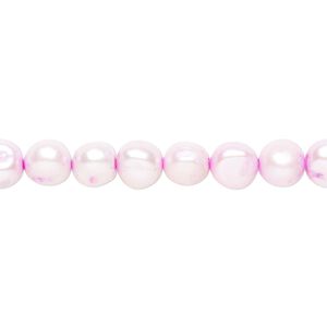 Freshwater pearl 1pkg1, flat-sided potato, 15 inch pale purple / pale magenta 5-6mm cultured