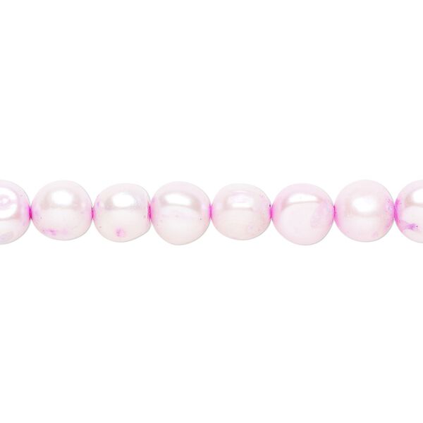Freshwater pearl 1pkg1, flat-sided potato, 15 inch pale purple / pale magenta 5-6mm cultured image number 0
