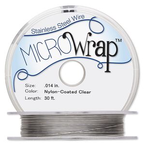 Wire, MICROWrap™, nylon-coated stainless steel, clear, 1 strand, 0.014-inch diameter. Sold per 30-foot spool.