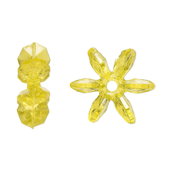 Bead, acrylic, transparent yellow, 18x7mm paddle wheel. Sold per pkg of 250. image number 0