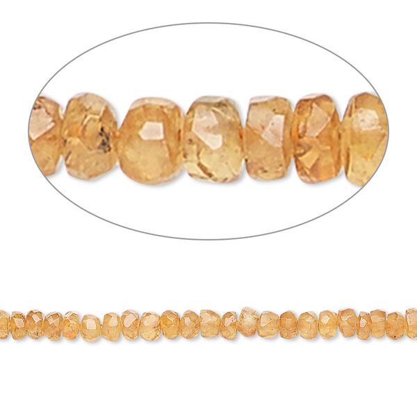 Bead, spessartite garnet (natural), 2x1mm-3x2mm hand-cut faceted rondelle, B grade, Mohs hardness 6-1/2 to 7. Sold per 8-inch strand. image number 0
