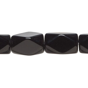 Bead 1pkg1 glass, opaque black, 16x9mm-16x10mm 4-sided rectangle, 15 inches.