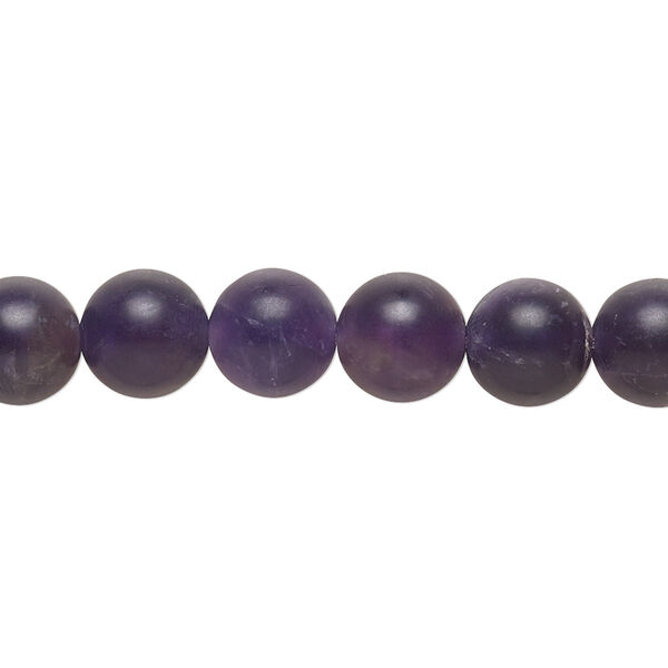 Bead, amethyst (natural), matte, 8mm round, B grade, Mohs hardness 7. Sold per 8-inch strand, approximately 25 beads. image number 0