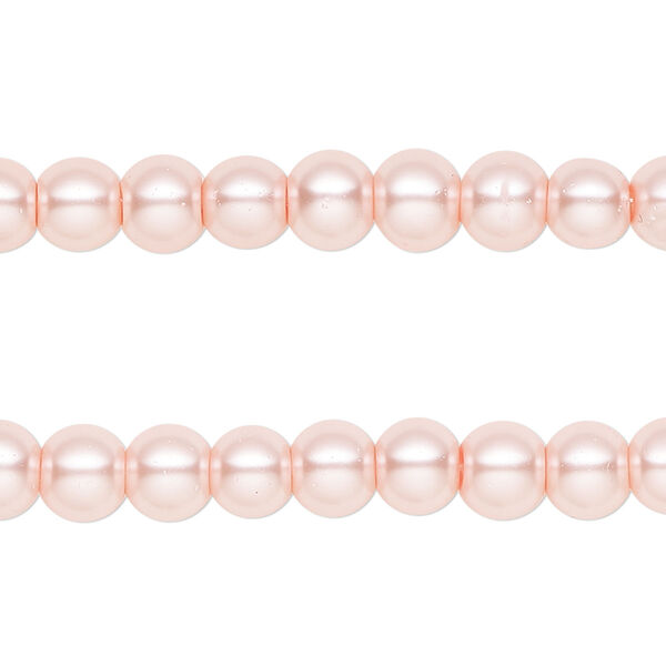 Bead, coated glass, pink pearl, 5-6mm round. Sold per pkg of (2) 15-inch strands, approximately 140 beads. image number 0