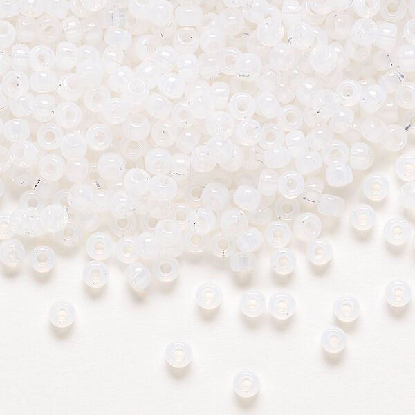 Seed bead, Miyuki, glass, pkg/50g, #8 rocaille, translucent opal (RR-550). image number 0