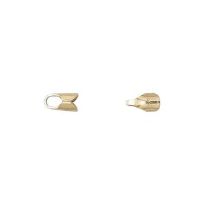Cord end, fold-over, 14Kt gold-filled, 7.5x4mm round, 3mm inside diameter. Sold per pkg of 10.