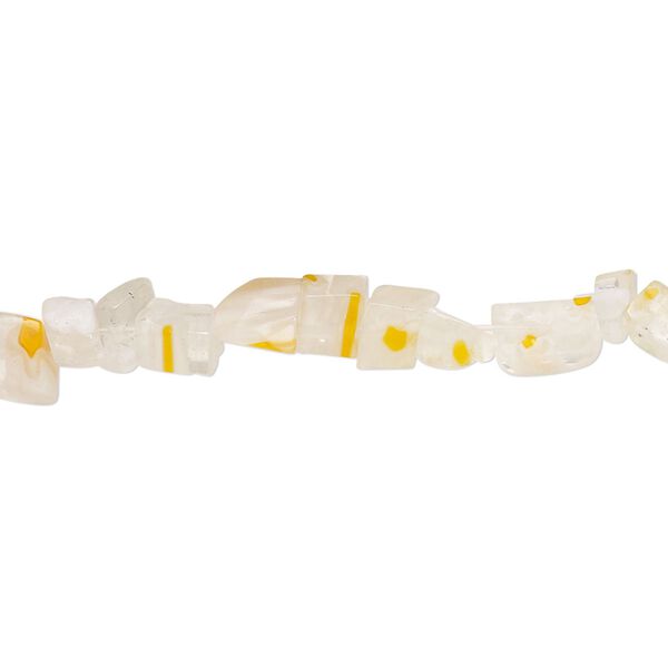 Bead, millefiori glass, translucent white / orange /  multicolored, small chip. Sold per 35-inch strand. image number 0