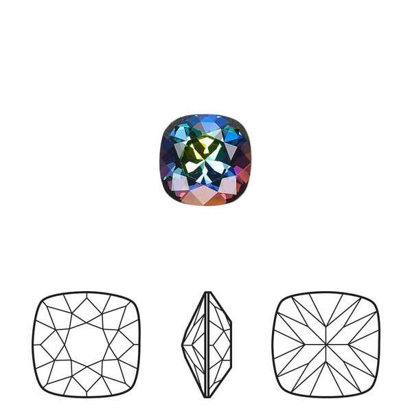 Fancy stone 2pk crystal vitrail medium foil back, Crystal Passions® 10mm cushion 4470 image number 0