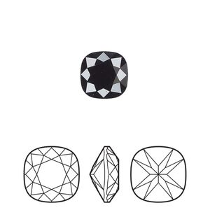 Fancy stone 2pk jet, Preciosa MAXIMA Czech crystal rhinestone 10mm cushion square