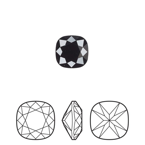 Fancy stone 2pk jet, Preciosa MAXIMA Czech crystal rhinestone 10mm cushion square image number 0