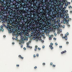 Seed bead, Delica®, glass, pkg/50g, #11 round, opaque matte metallic iris blue (DB-0325).