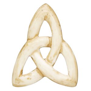 Bone 1pkg1, undrilled hand-carved Celtic knot focal beige and brown 44x34mm