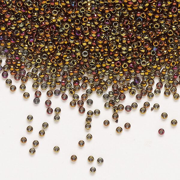 Seed bead, Miyuki, glass, pkg/250g, #15 rocaille, opaque metallic iris bronze (RR-462). image number 0