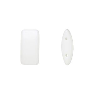 Bead, Preciosa, Czech glass, opaque white, 17x9mm double-drilled puffed rectangle with 0.8mm holes, fits up to 7.5mm bead. Sold per pkg of 20.