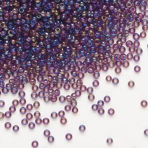 Seed bead, Preciosa Ornela Czech glass, pkg/50g, #11 rocaille, translucent rainbow amethyst, (21060).