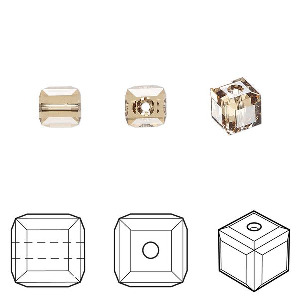 Bead 144pk light Colorado topaz, Swarovski® 6mm cube 5601 image number 0