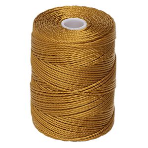 Thread, C-Lon®, nylon, gold, 0.5mm diameter. Sold per 92-yard spool.