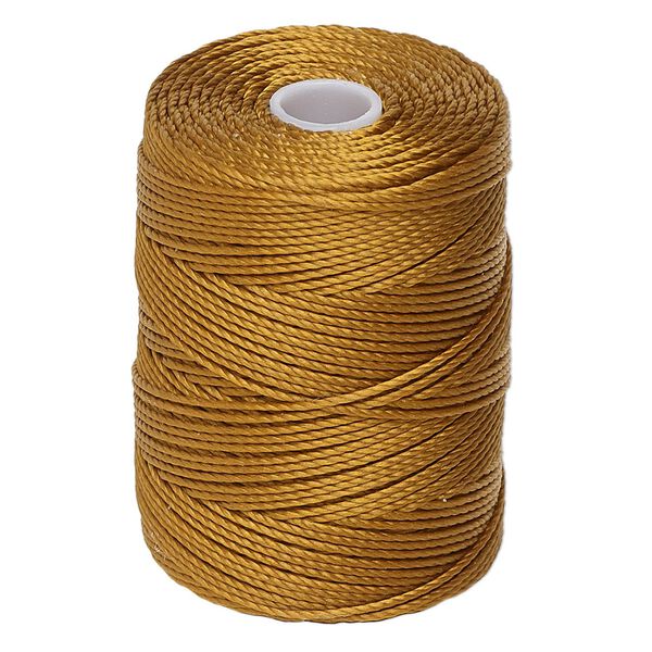 Thread, C-Lon®, nylon, gold, 0.5mm diameter. Sold per 92-yard spool. image number 0