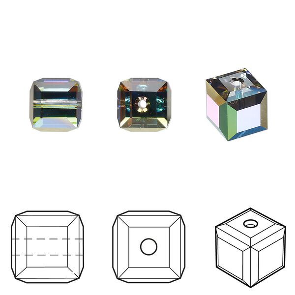 Bead 48pk crystal vitrail medium, Crystal Passions® 8mm cube 5601 image number 0