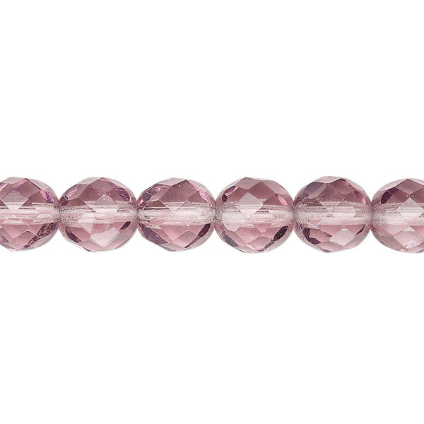 Bead, Czech fire-polished glass, lavender, 8mm faceted round. Sold per pkg of 600 (1/2 mass). image number 0