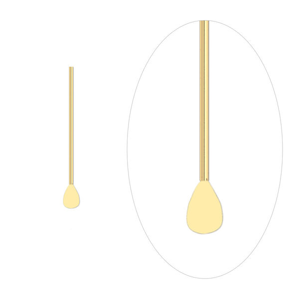 Paddle pin, gold-plated brass, 1-inch teardrop style, 22 gauge. Sold per pkg of 100. image number 0