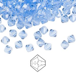 Bead 144pk light sapphire, Preciosa Czech crystal 5mm bicone